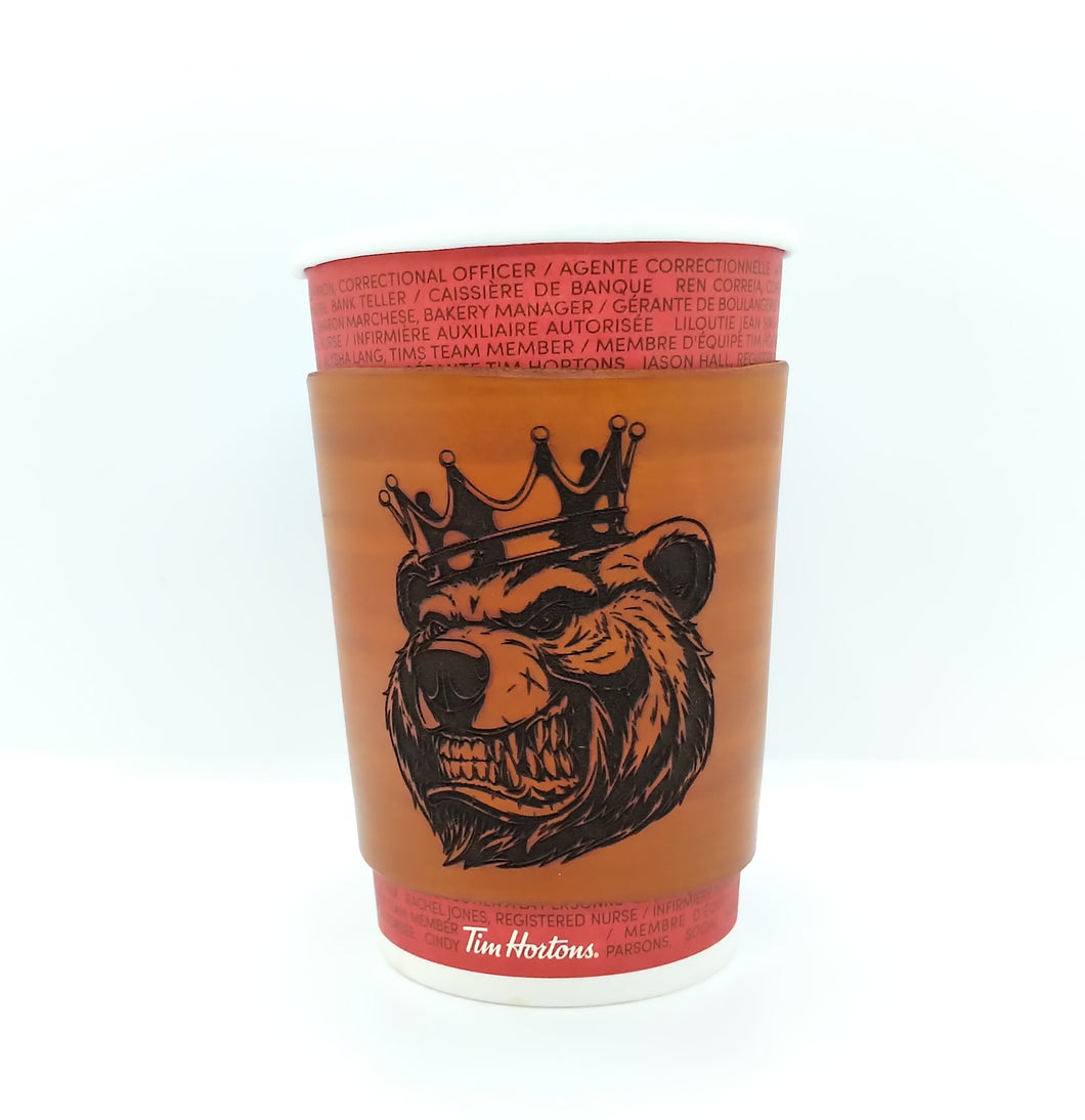 Coffee Sleeve - Angry Bear Light Brown