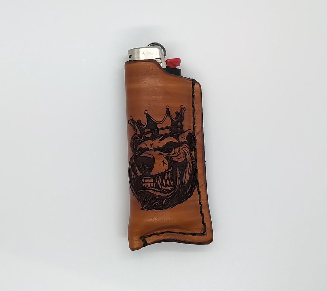 Leather Lighter Holder - Angry Bear